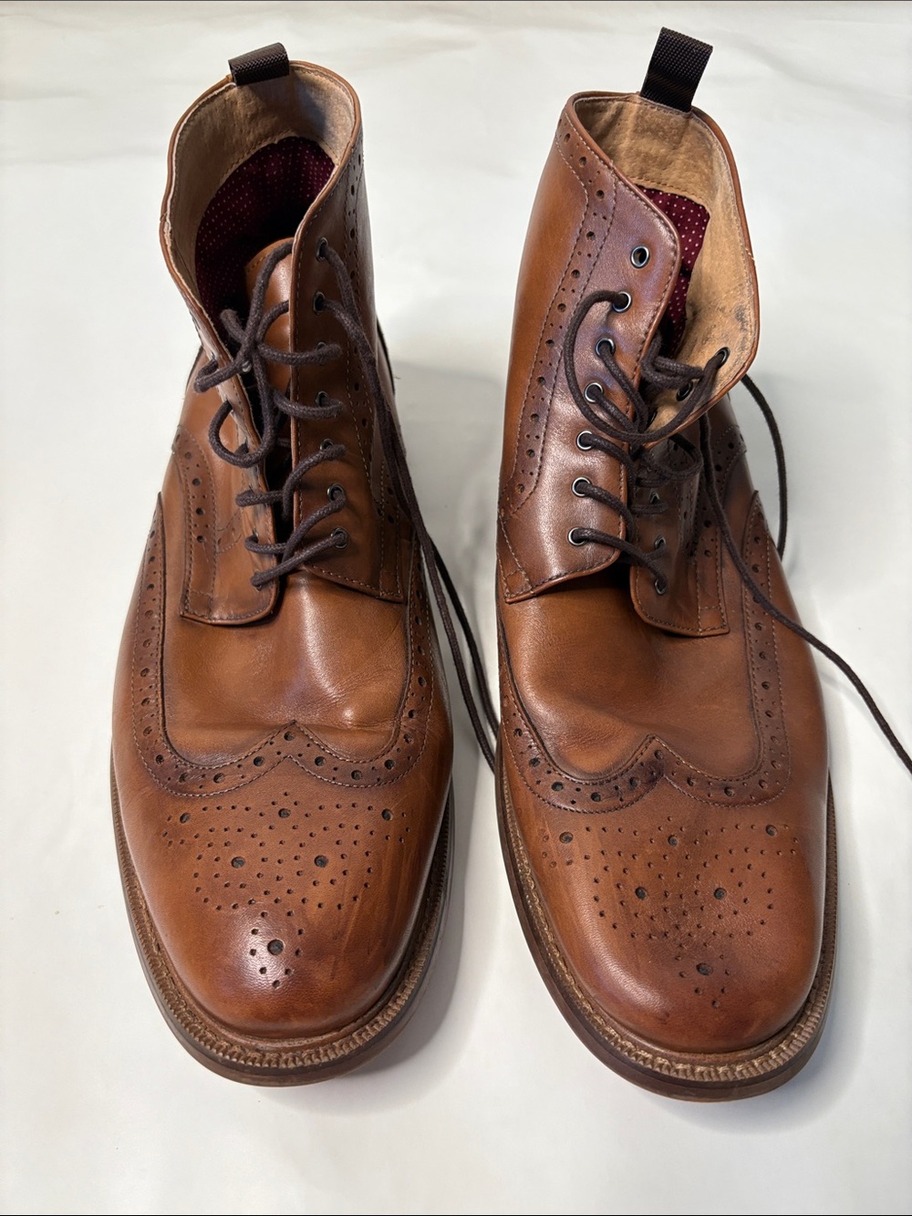 Aston Grey Erane Men's Brown Leather Lace up Brogue Chukka Wingtip Ankle Boots